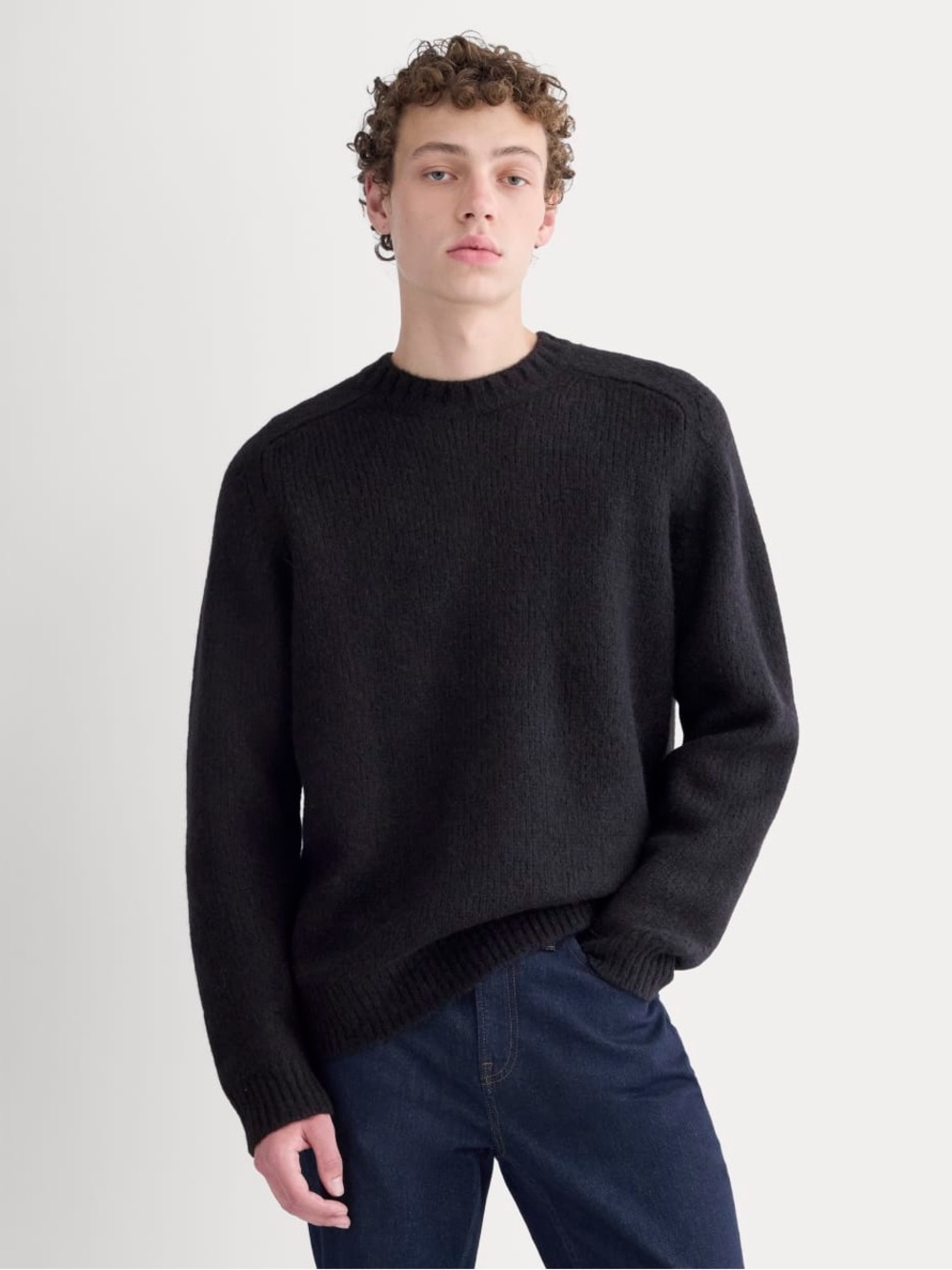 New Everlane Men's THE CLOUD CREWNECK SWEATER Black Size XL